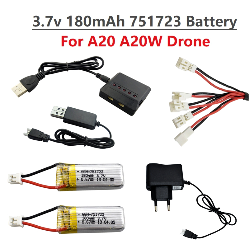 Drone Battery Balance Charger - オリジナル 3.7V 180mAh リポバッテリーと充電器 A20 A20W