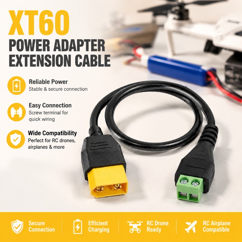 Drone Battery Balance Charger - XT60コネクタ オス-メス 2ピンネジ式端子台アダプターケーブル はんだ不要 RC FPVドローン
