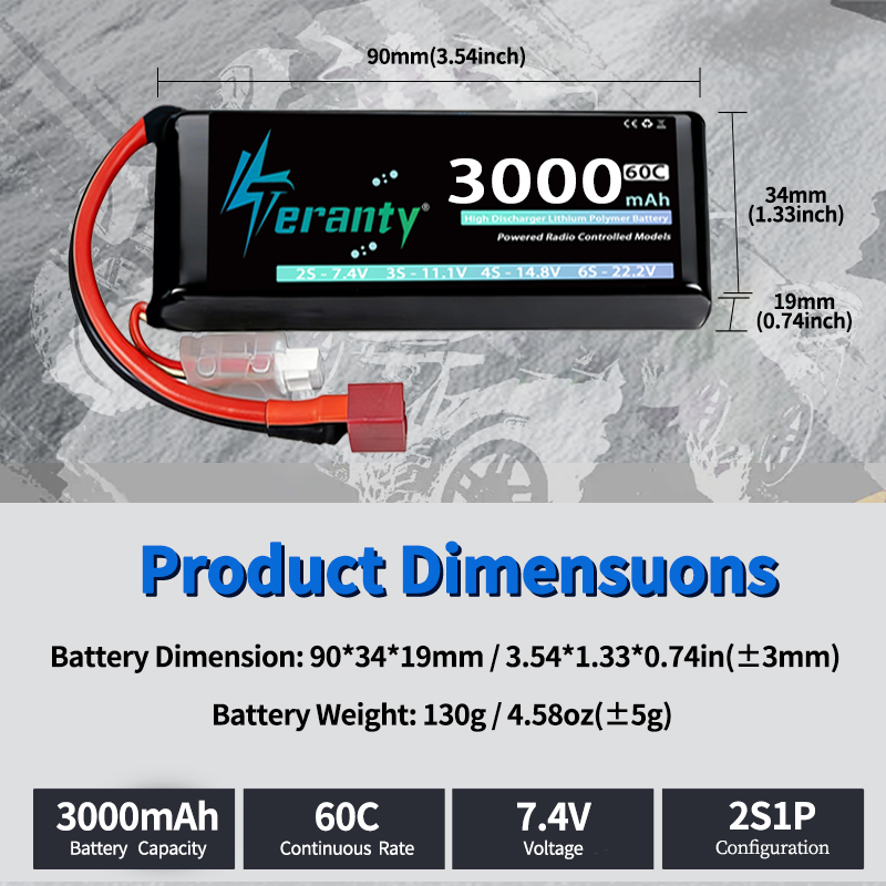 TERANTY 2S 3000mAhリポバッテリー 7.4V - Drone Battery Plate のレビューと価格