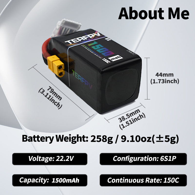 TERFPV リポバッテリー 6S 22.2V 1300/1 - Drone Battery Plate のレビューと価格