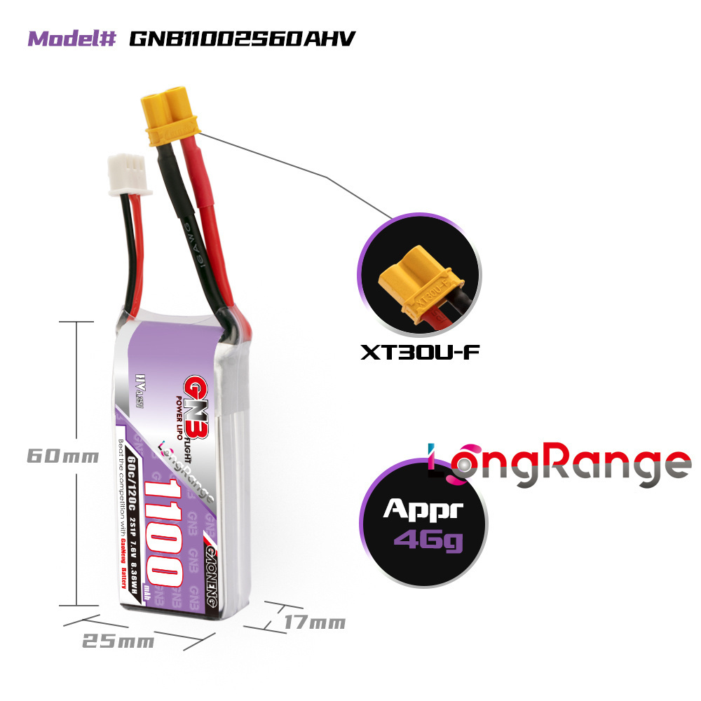 GNB 1100mAh 2S 3S 4S 6S 60C/12 - Drone Battery 6S のレビューと価格