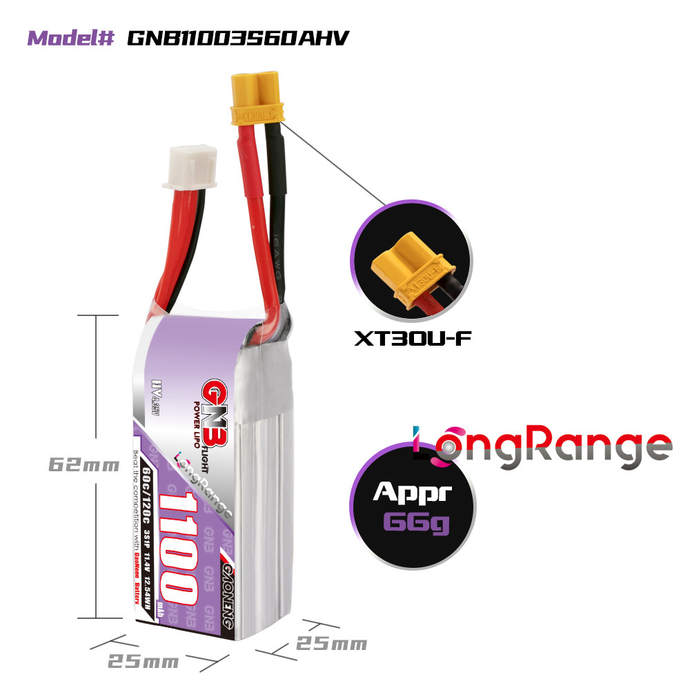 GNB 1100mAh 2S 3S 4S 6S 60C/12 - Drone Battery 6S のレビューと価格