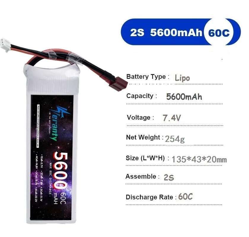 TERANTY 5600mAh 60C 2S 3S 4S 6 - Drone Battery 6S のレビューと価格